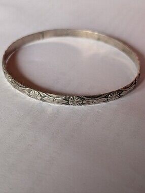 Vintage Jewel Art Signed Sterling Silver Bangle Bracelet